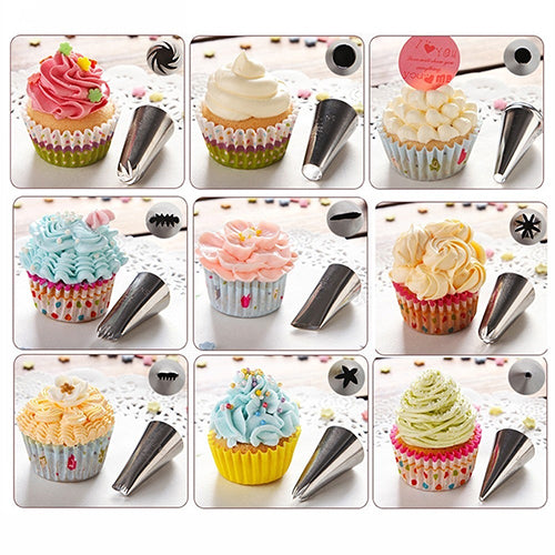 24Pcs Sugarcraft Cupcake Decorating Mould Icing Piping Flower Nozzles Pastry Tips