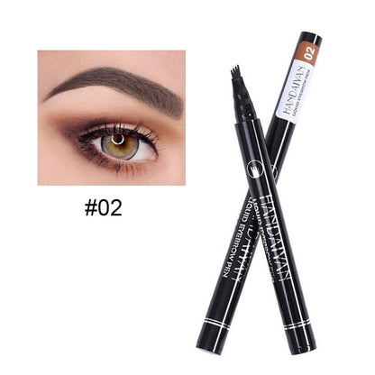 5 Colors Eyebrow Pen Waterproof 4 Fork Tip Eyebrow Tattoo Pencil Cosmetic Long Lasting Natural Dark Brown Liquid Eye Brow Pencil - The Styky Shack