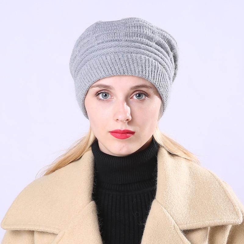 Warm Beret Wool Weave Stripe Knitting Lovely Hats