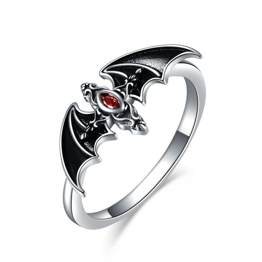 Bat Ring .925 Sterling Sliver Goth Cross Jewelry Cute