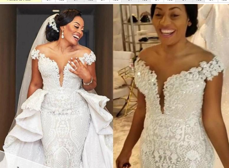 African Detachable Lace Mermaid Wedding Dress