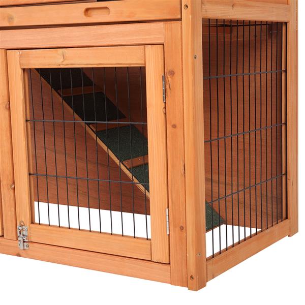 40" Triangle Roof Waterproof Wooden Rabbit Hutch A-Frame Pet Cage Wood Small House Chicken Coop Natu