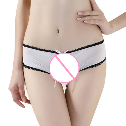 Bragas sexis sin entrepierna transparentes con lazo para mujer adulta, ropa interior con Tanga