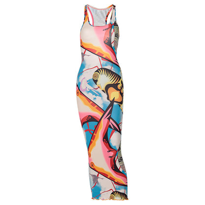 ON SALE!!! 50% OFF!!! Sexy  Back Sleeveless Fashion Print Dress