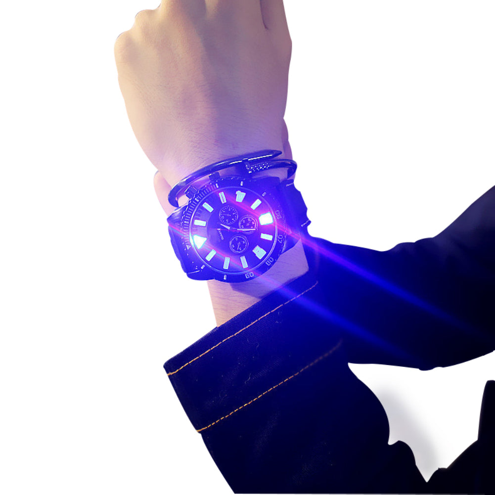 Reloj de pulsera analógico de cuarzo de piel sintética con luz LED para hombre y mujer, regalo de Navidad para parejas