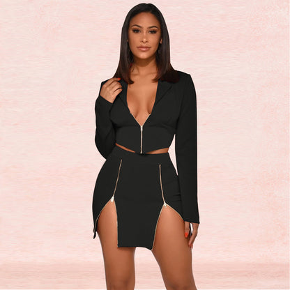 Urban women's sexy V-neck suit