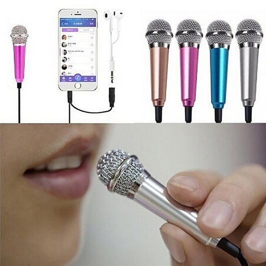 3.5mm Universal Wire Connect Karaoke Metallic Mini Microphone for Cell Phone PC