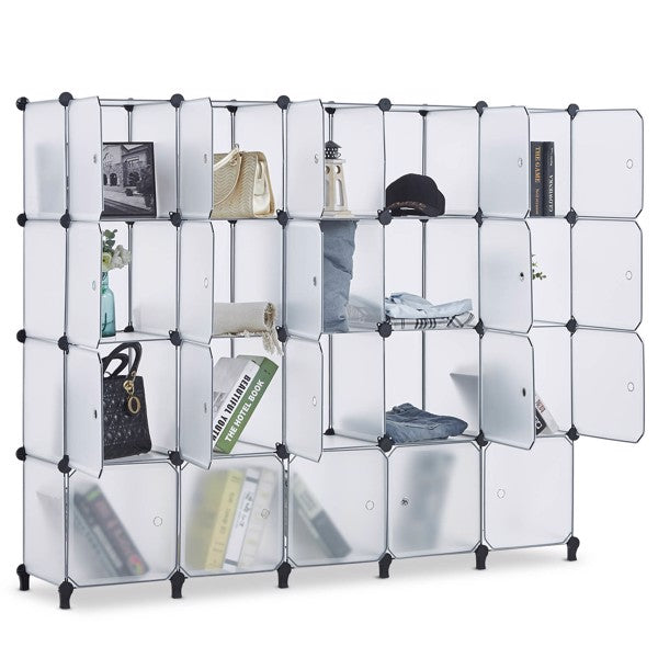 Organizador de almacenamiento de 20 cubos con puertas, cubos de almacenamiento portátil para armario, armario, estantes modulares para bricolaje, almacenamiento para ropa, libros, zapatos, juguetes 