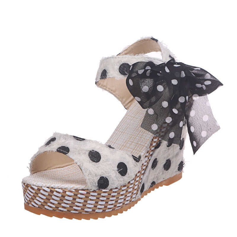 Wedge Sandals Female Floral Bowknot Platform