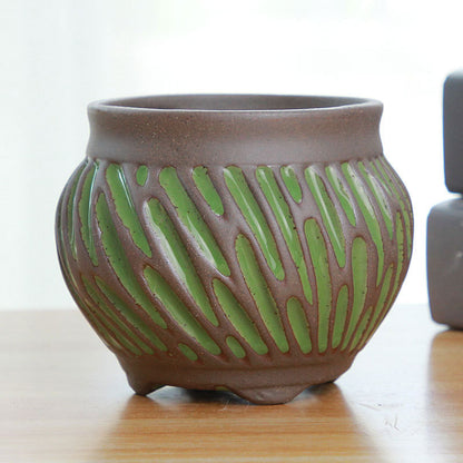 Vintage striped succulent flower pot