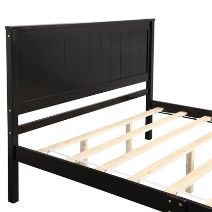 Cama de plataforma de madera con cabecera, cama de diseño de listones de madera/muebles de dormitorio de tamaño King/Queen/individual