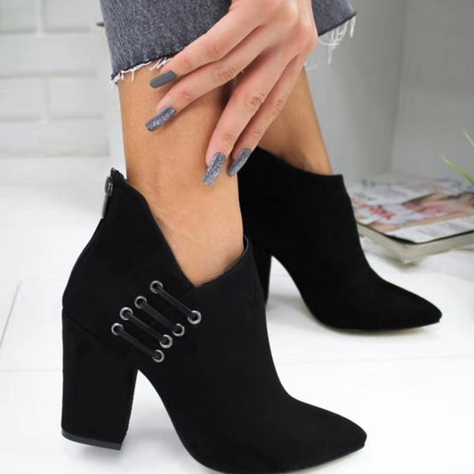 $20 OFF!!!! Pointy Chunky Heeled Ankle Boots