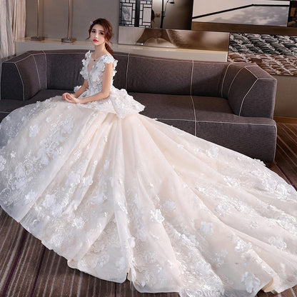Bridal Big Train Elegant Wedding Dress