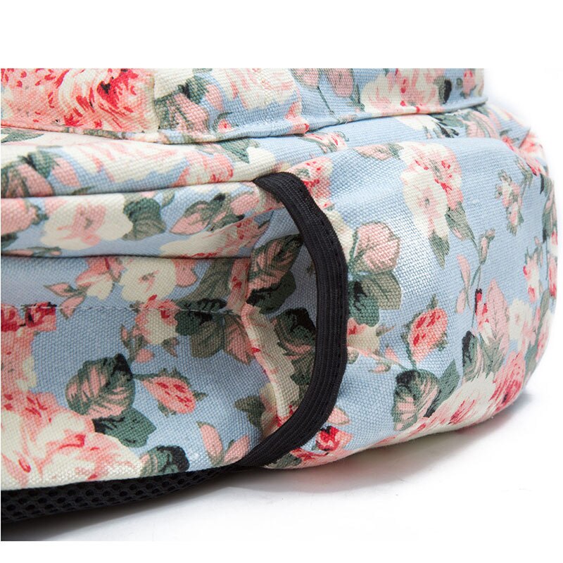 Mochila para mujer con diseño de flores blancas, para estudiantes de secundaria, bolsas casuales al aire libre, resistente al agua