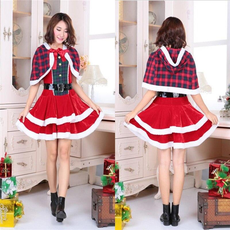 Adult Women Christmas Dress Winter Xmas Tree Deer Snowman Sexy Lolita Red Green Party Cosplay Sexy Halloween Costumes Clothes