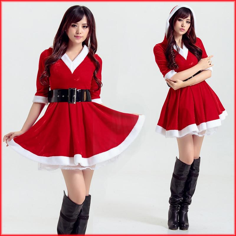 Adult Women Christmas Dress Winter Xmas Tree Deer Snowman Sexy Lolita Red Green Party Cosplay Sexy Halloween Costumes Clothes