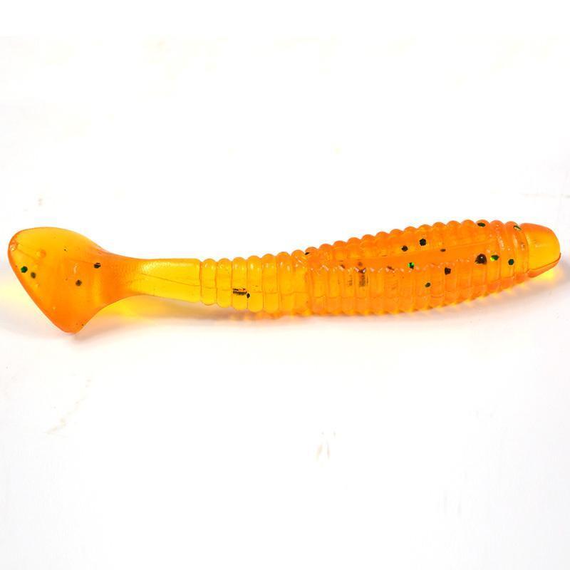 5 unids/bolsa 8cm 5,7g silicona T cola marrón larva gusano pesca señuelo