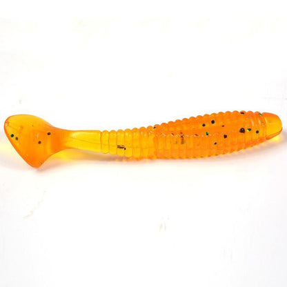 5Pcs/Bag 8cm 5.7g Silicone T Tail Brown Grub Worm Fishing Lure