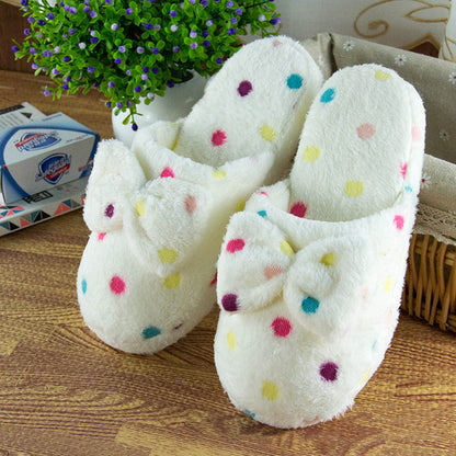 Winter color round butterfly knot floor cotton slippers warm wool home cotton slippers factory direct selling wholesale