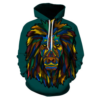 Sudadera con capucha con estampado de lobo para hombre, sudadera 3D