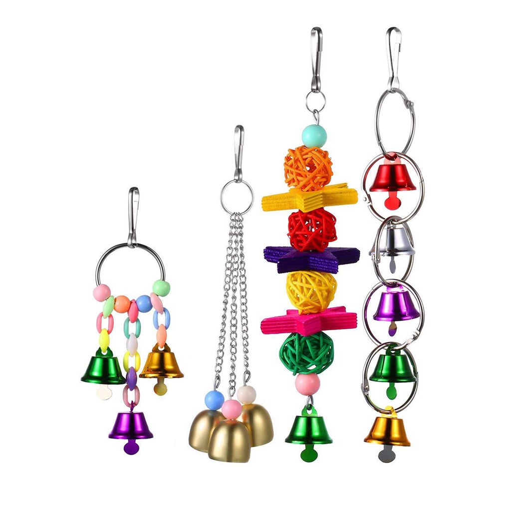 5pcs Colorful Parrot Toys Suspension Hanging Bridge Chain Pet Bird Parrot Hammock Swing Hanging Bridge Chew Toys Bird Cage Toys