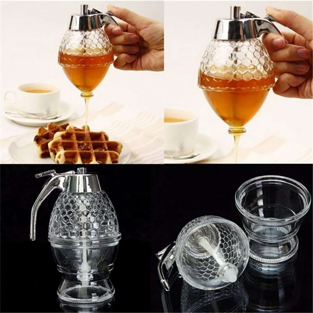 200ML Transparent Honey Drip Dispenser / Kitchen Juice Syrup Container Jar Pot