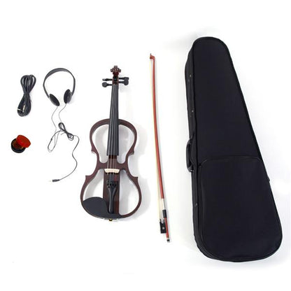 4/4 Estuche de violín eléctrico silencioso Arco Colofonia Auriculares Línea de conexión V-0 