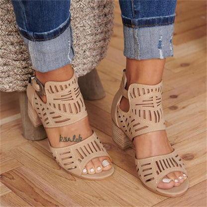 Wedge Mid Heel Slip-on Buckle Shoes