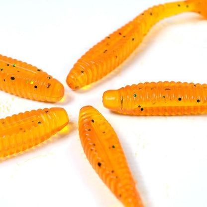 5Pcs/Bag 8cm 5.7g Silicone T Tail Brown Grub Worm Fishing Lure