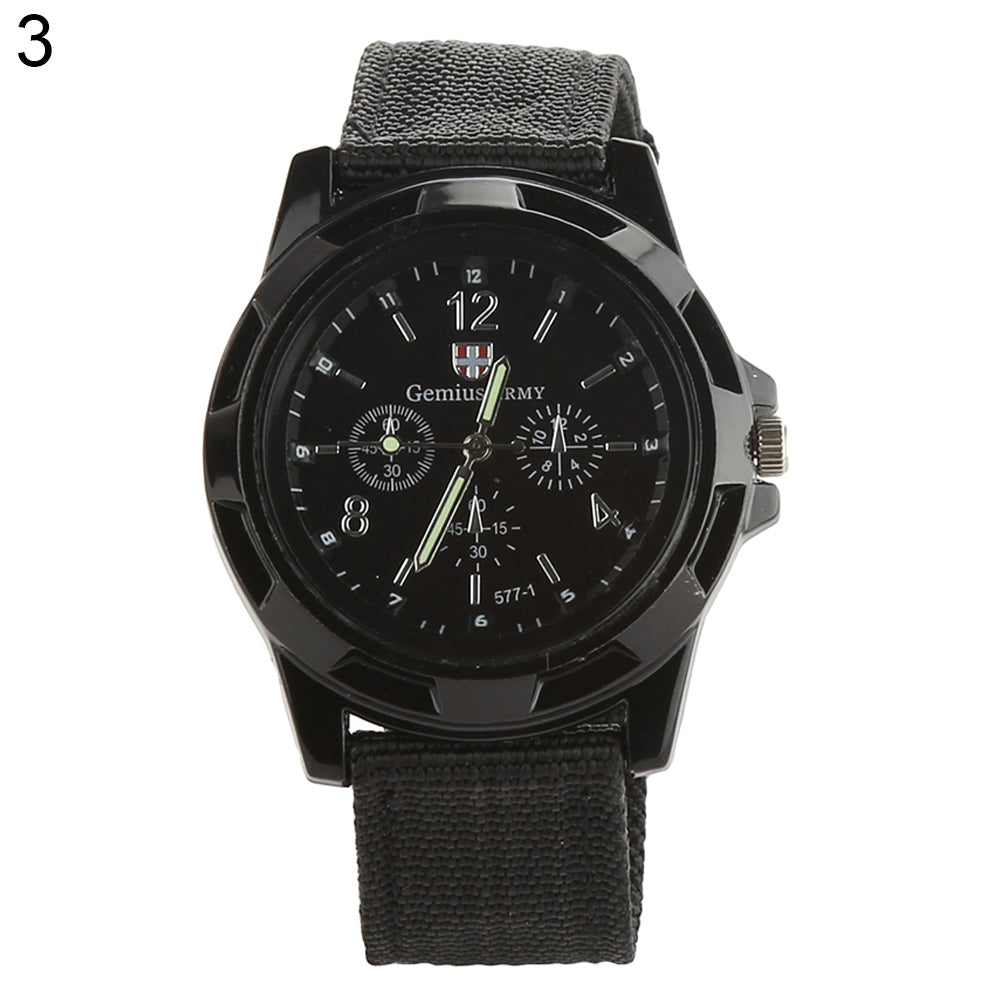 Reloj de pulsera de cuarzo analógico deportivo con banda de nailon estilo militar