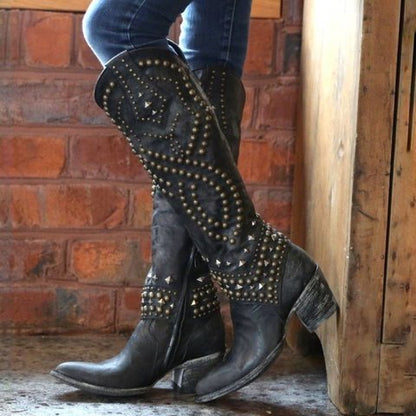 Almost Knee High Embroidered Cowgirl Boots