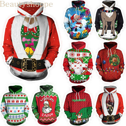 3D Unisex Printing Hooded Sweater Novelty Sweaters Ugly Christmas Sweater Funny Christmas Sweater Pullover Lovers Clothing - The Styky Shack