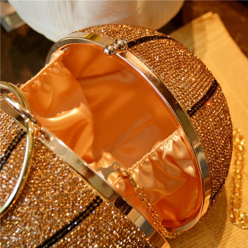 Women Basketball Evening Clutch Glitter Shoulder Bag Bridal Party Prom Wedding Crossbody Handbag Purse