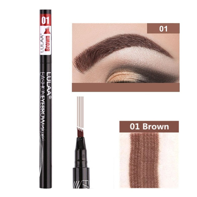 5 Colors Eyebrow Pen Waterproof 4 Fork Tip Eyebrow Tattoo Pencil Cosmetic Long Lasting Natural Dark Brown Liquid Eye Brow Pencil - The Styky Shack