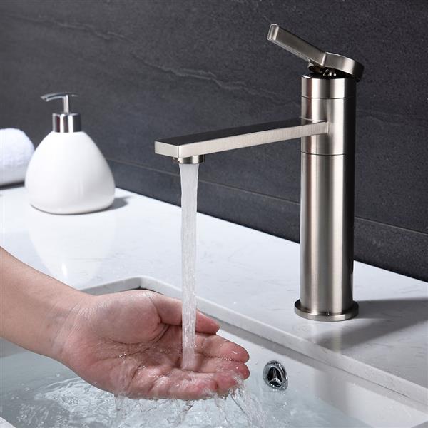 360-Degree Rotating Bathroom Basin Sink Faucet Single Handle Lavatory Water-Saving Stainless Steel Faucet