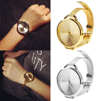 Women's Fashion Ultra-thin Slim Mesh Strap Quartz Analog Wrist Bracelet Watch