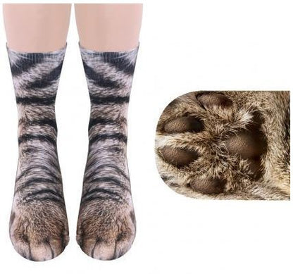 Calcetines de pata de animal 3D para adultos y niños, lindos garras de gato, unisex, largos