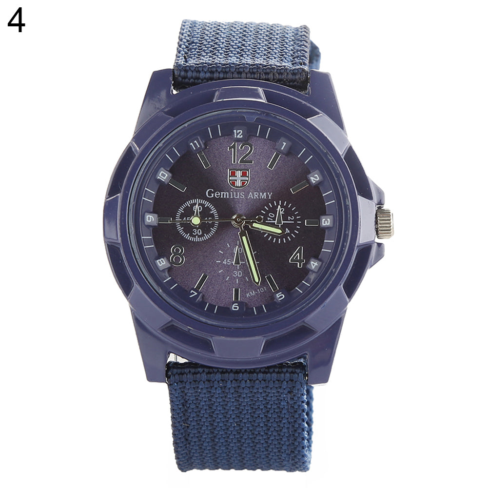 Reloj de pulsera de cuarzo analógico deportivo con banda de nailon estilo militar