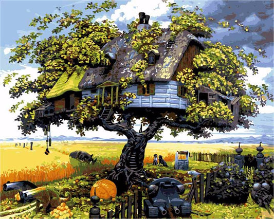 Anime Tree House DIY Painting By Numbers Oil Painting On Canvas Wall Art Acrylic Paint By Numbers For Home Decor - The Styky Shack