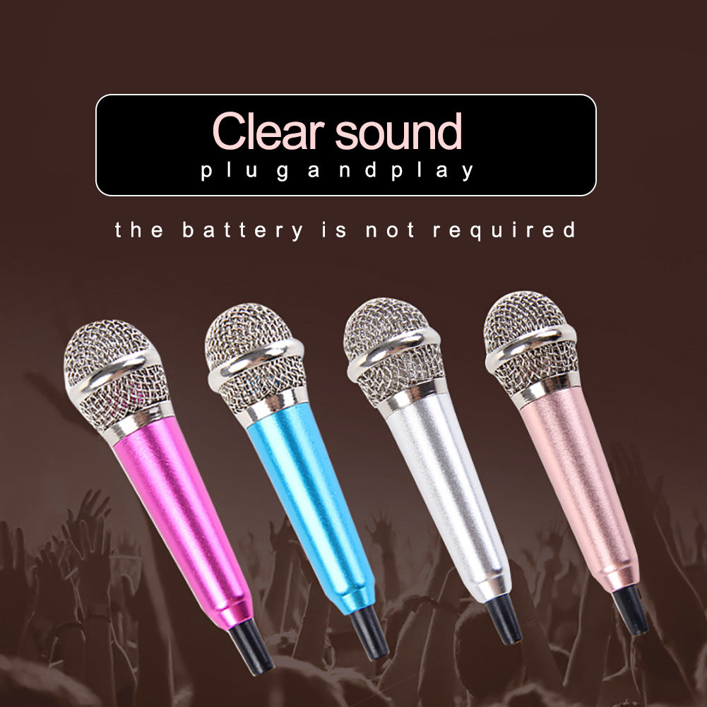 3.5mm Universal Wire Connect Karaoke Metallic Mini Microphone for Cell Phone PC