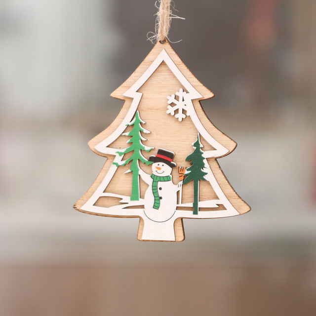 1PC 2D 3D Christmas Ornament Wooden Hanging Pendants Star Xmas Tree Bell Christmas Decorations For Home Party New Year Navidad - The Styky Shack