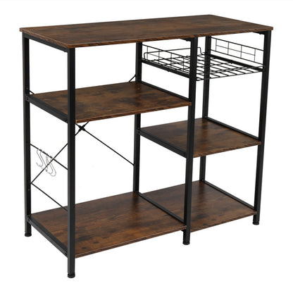 3-Tier Industrial Kitchen Baker's Rack Utility Microwave Oven Stand Storage Cart Workstation Shelf, Vintage