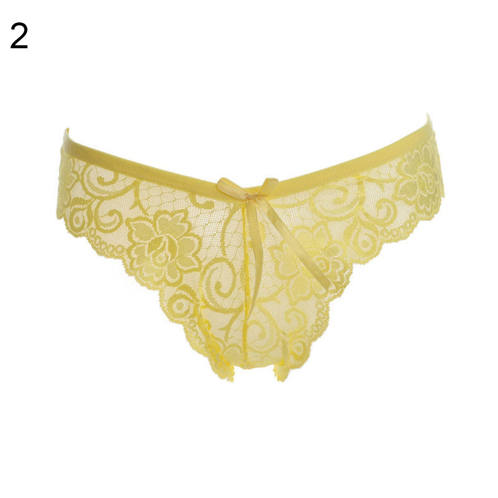 Women Sexy Lace See-through V-string Briefs Panties Thongs G-string