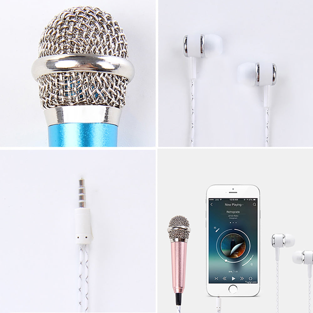 3.5mm Universal Wire Connect Karaoke Metallic Mini Microphone for Cell Phone PC