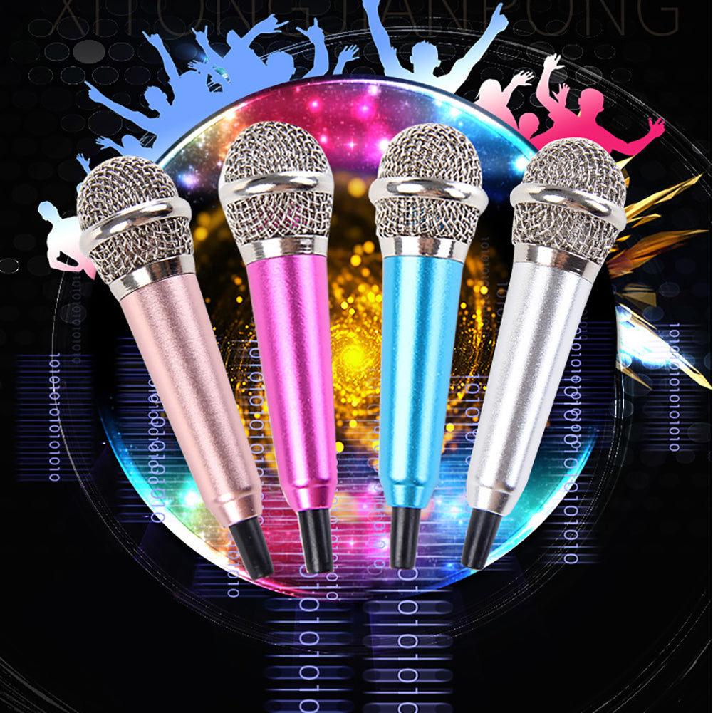 3.5mm Universal Wire Connect Karaoke Metallic Mini Microphone for Cell Phone PC