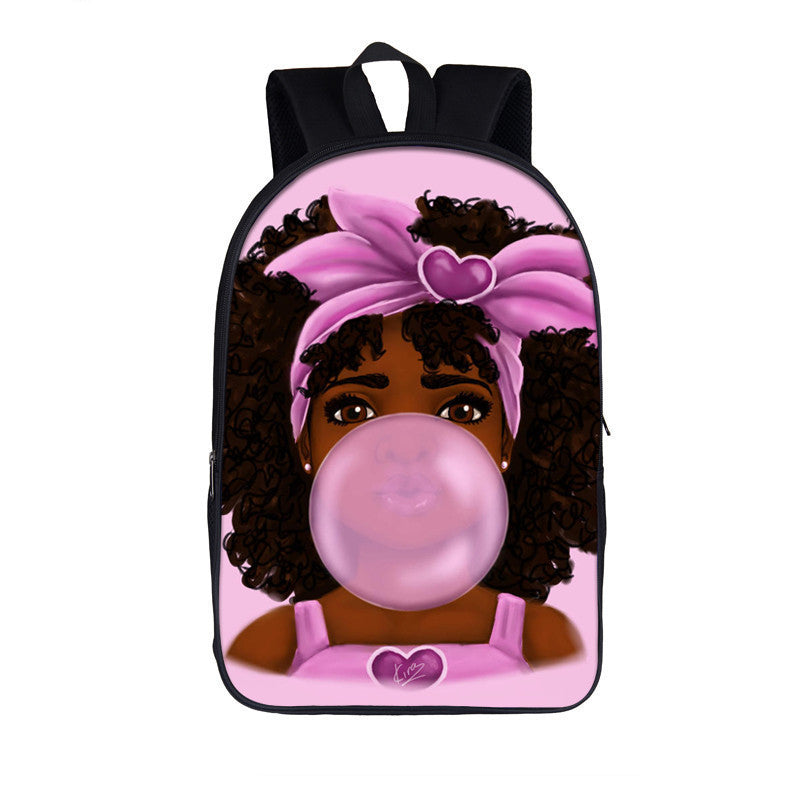 ¡¡¡EN VENTA!!! ¡¡¡50% REBAJADO!!! Mochila con estampado de dibujos animados nuevos de niña nubia en 3D