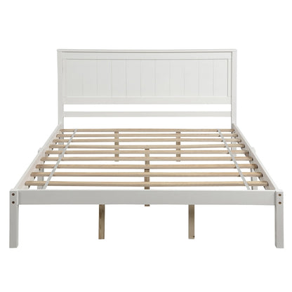 Cama de plataforma de madera con cabecera, cama de diseño de listones de madera/muebles de dormitorio de tamaño King/Queen/individual