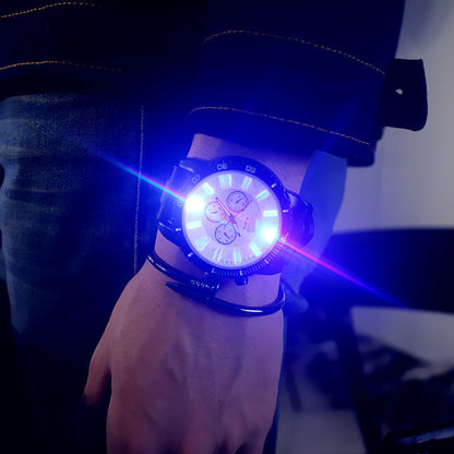 Reloj de pulsera analógico de cuarzo de piel sintética con luz LED para hombre y mujer, regalo de Navidad para parejas