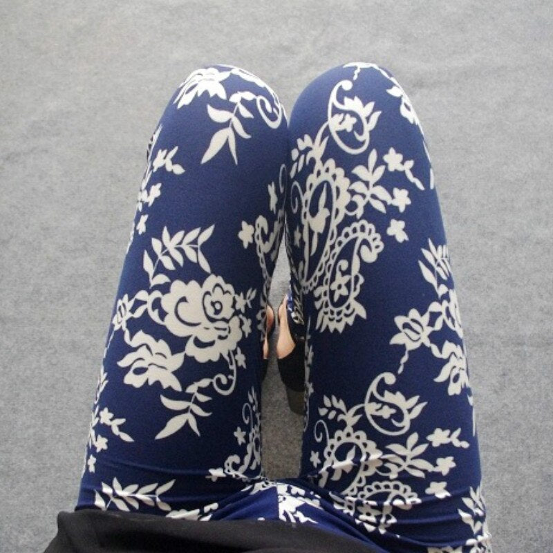 Women Leggings National Wind Ink Painting Print Leggings Summer High Waist Breathable Leggings Women Pants