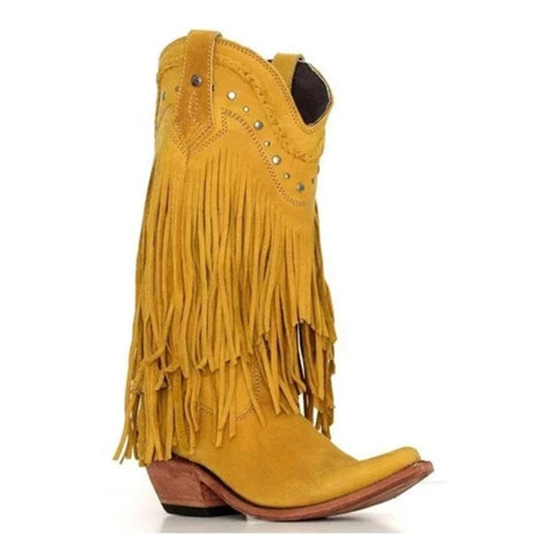 Women's Fringed Mid Cowboy Boots